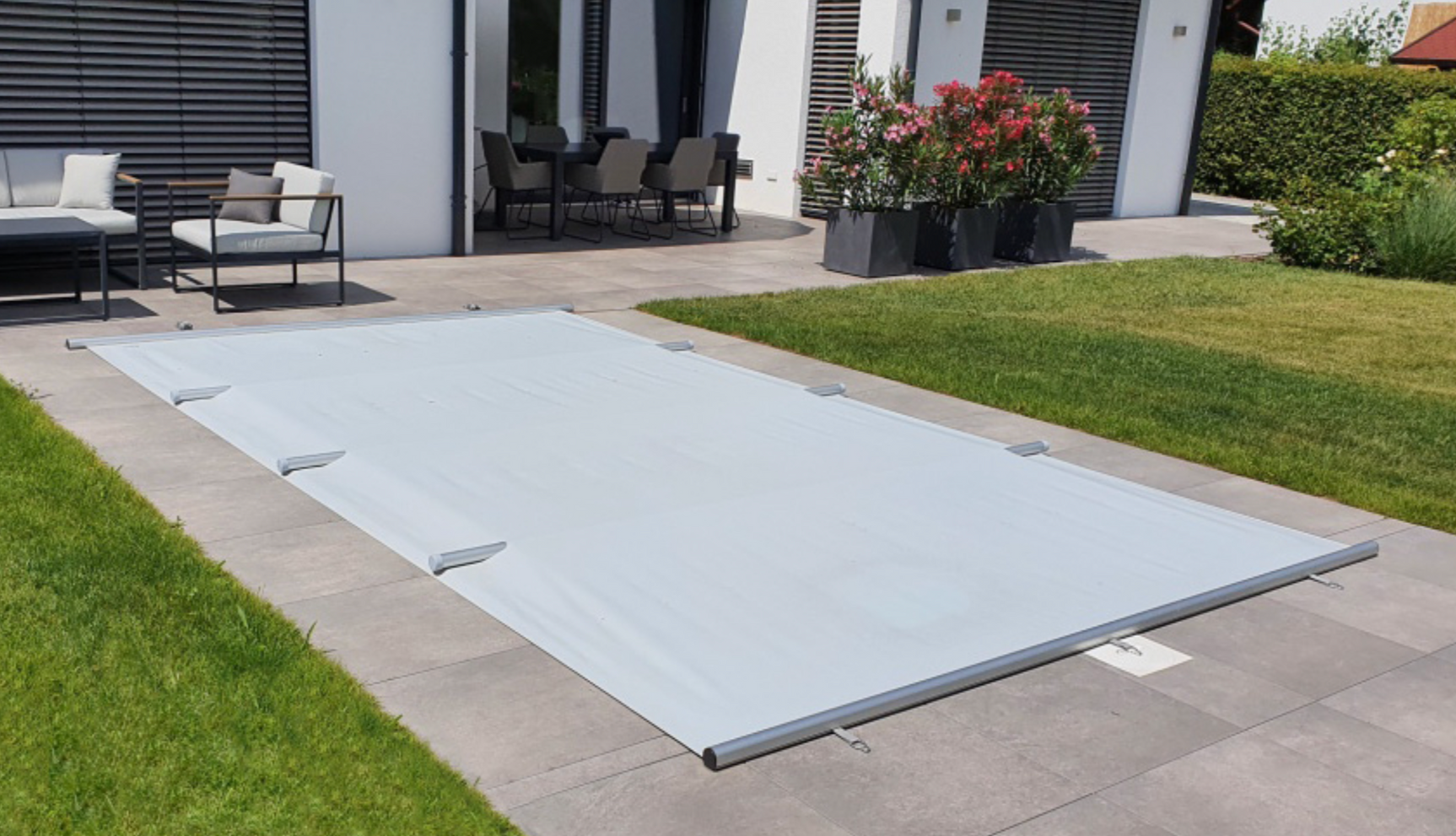 Trend Pool Stangenabdeckung | Rollschutzabdeckung "Standard" | rechteckig | Hellgrau