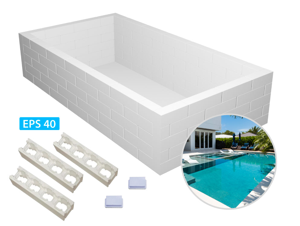 Styroporpool Grundaufbau-Set Bausatz | 1,5 Meter Tiefe | 5 Steinreihen | Styroporsteine EPS 40