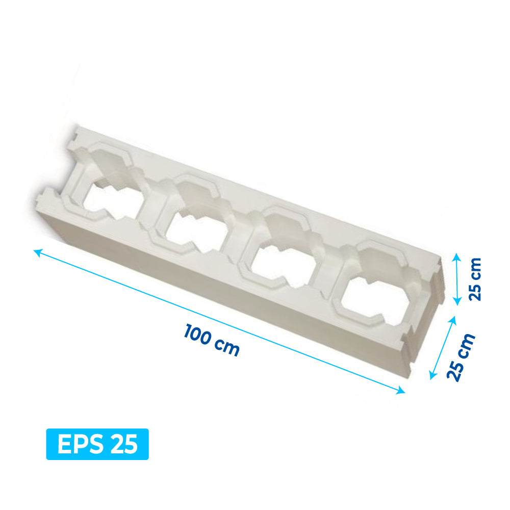 Styroporpool Schalungsstein | EPS 25 | 100x25x25 cm (LxBxH)