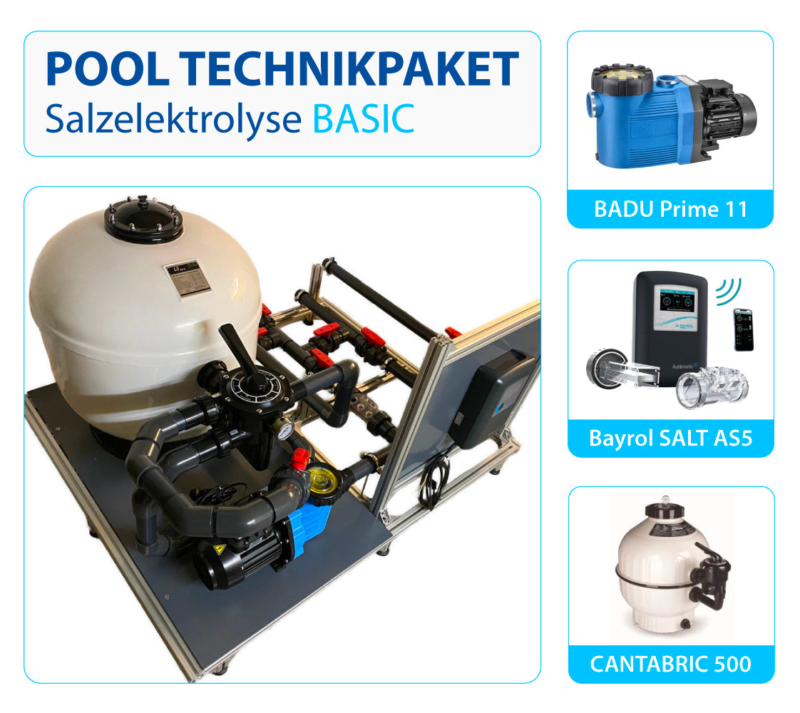 Pooltechnik Komplettset mit Salzelektrolyse bestehend aus Pumpe, Filter und Steuerung