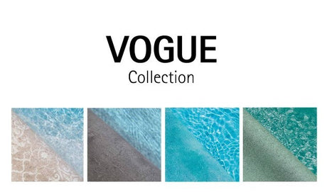 Übersicht der Alkorplan Vogue Collection mit vier modernen Poolfolien Designs