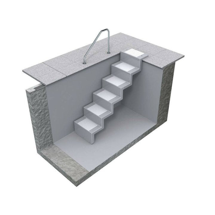 Pooltreppe Eleganz mit Randbefestigung | 60 x 180 cm | 1,58 - 1,74 Meter Beckentiefe