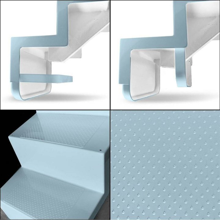 Pooltreppe Eleganz mit Randbefestigung | 60 x 180 cm | 1,58 - 1,74 Meter Beckentiefe