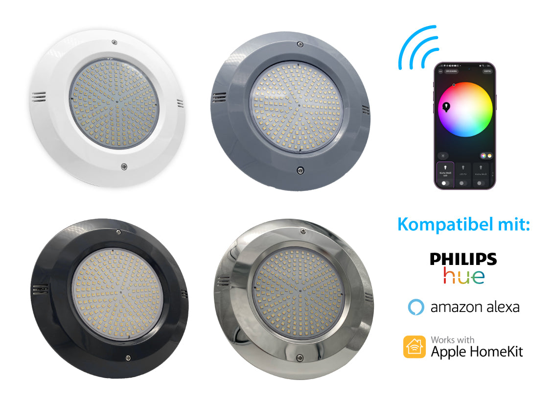 Smart Home Poollampen RGB + CCT | Philips Hue & Amazon Alexa | PAR 56