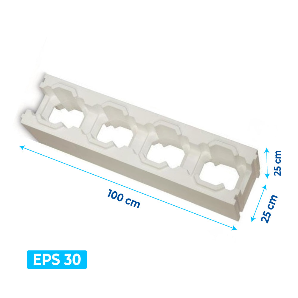Styroporpool Schalungsstein | EPS 30 | 100x25x25 cm (LxBxH)