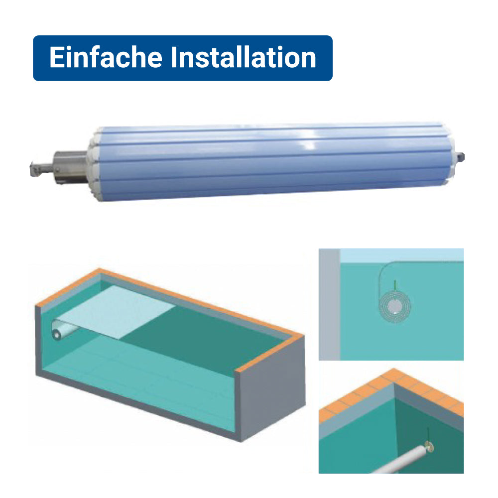 Unterflur Poolabdeckung Polycarbonat Lamellen | Elektrische Aufrollvorrichtung Rolladen