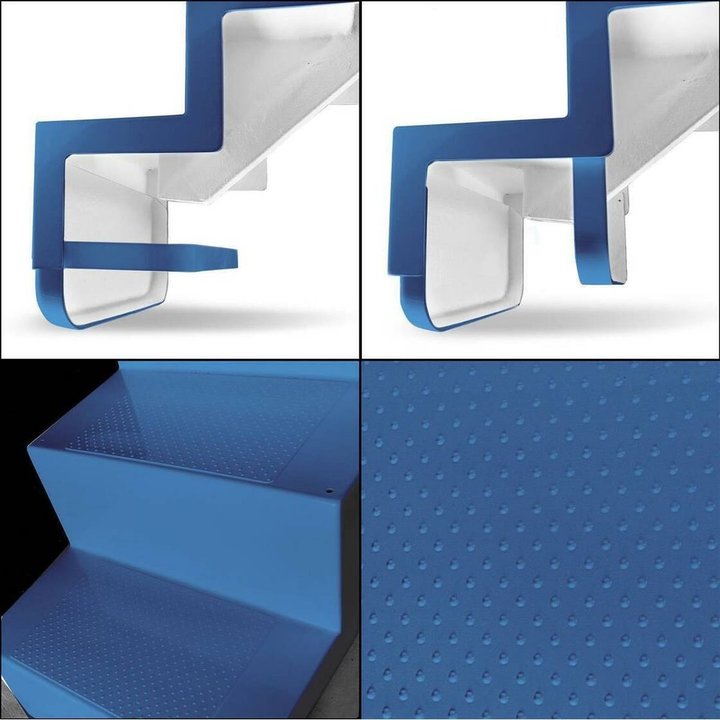 Pooltreppe Eleganz mit Randbefestigung | 60 x 180 cm | 1,58 - 1,74 Meter Beckentiefe
